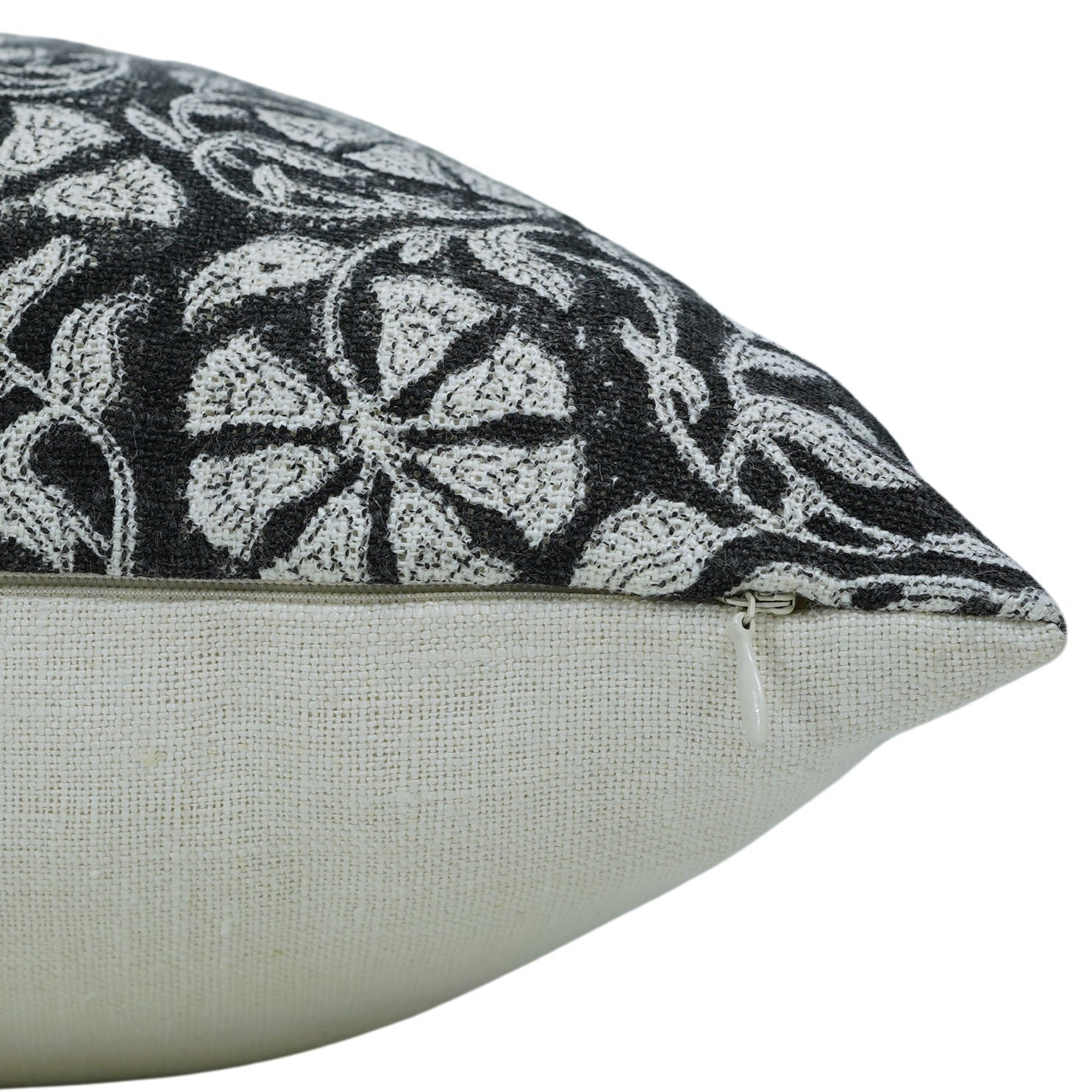 Block print Pillow cover for sofa, couch or bed- Off White Linen- RUDRAKSH - Fabdivine