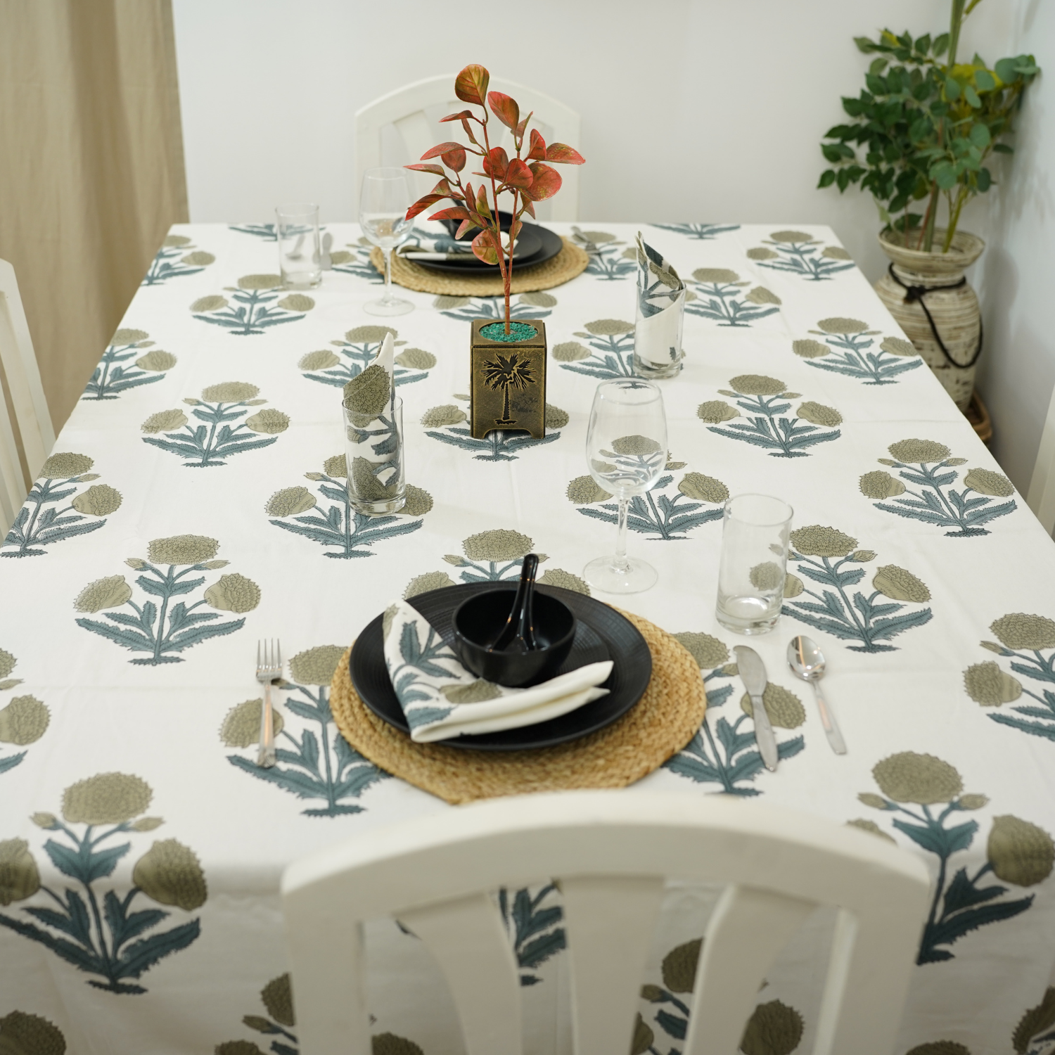 Thick Cotton White Table Cloth-Badshah