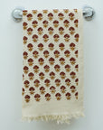 Handblock Printed Cotton Waffle Towels Perfect Size For Kitchen & Bathroom Use - Strawberry Brown By Fabdivine