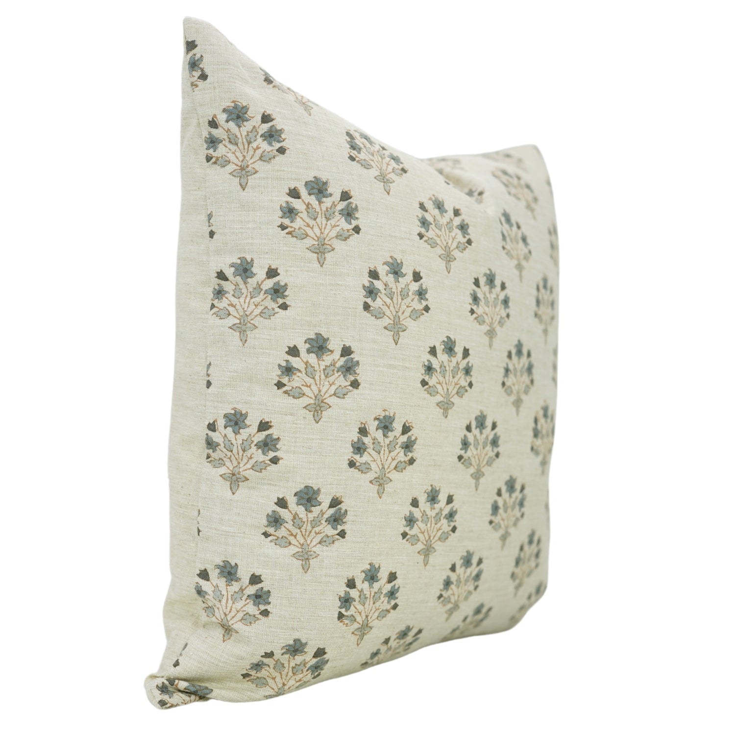 Block Print Linen Blend Pillow Cover-Daffodil