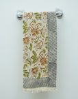 Decorative Printed Cotton Waffle Hotel Hand Towels Papaya Leaf Brown and Green By Fabdivine