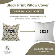 Boho Handblock Printed Cushion/Pillow Cover – Brown & Gray Linen Blend