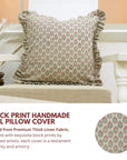 Block Print Thick Linen Frill Pillow Cover-Alia