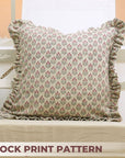 Block Print Thick Linen Frill Pillow Cover-Alia