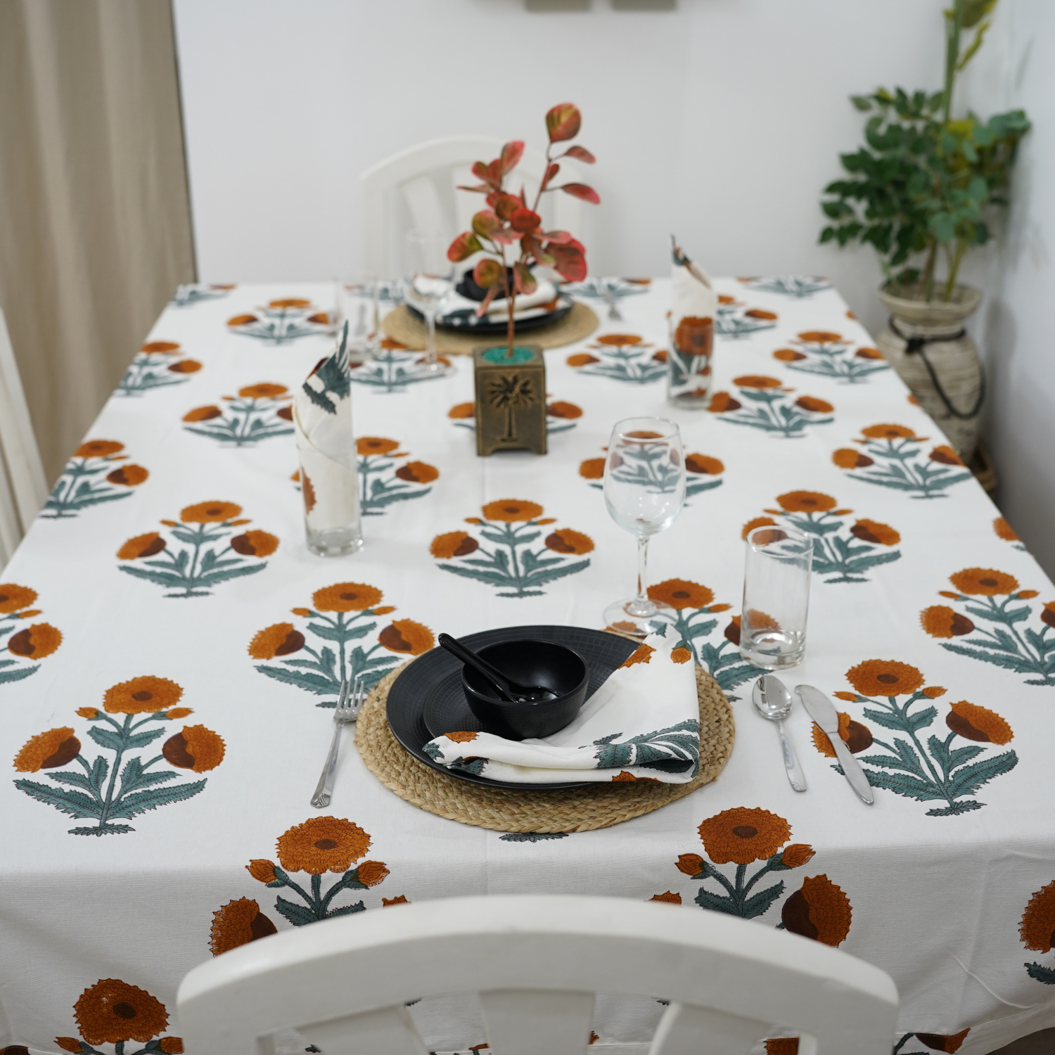 Thick Cotton White Table Cloth-Badshah