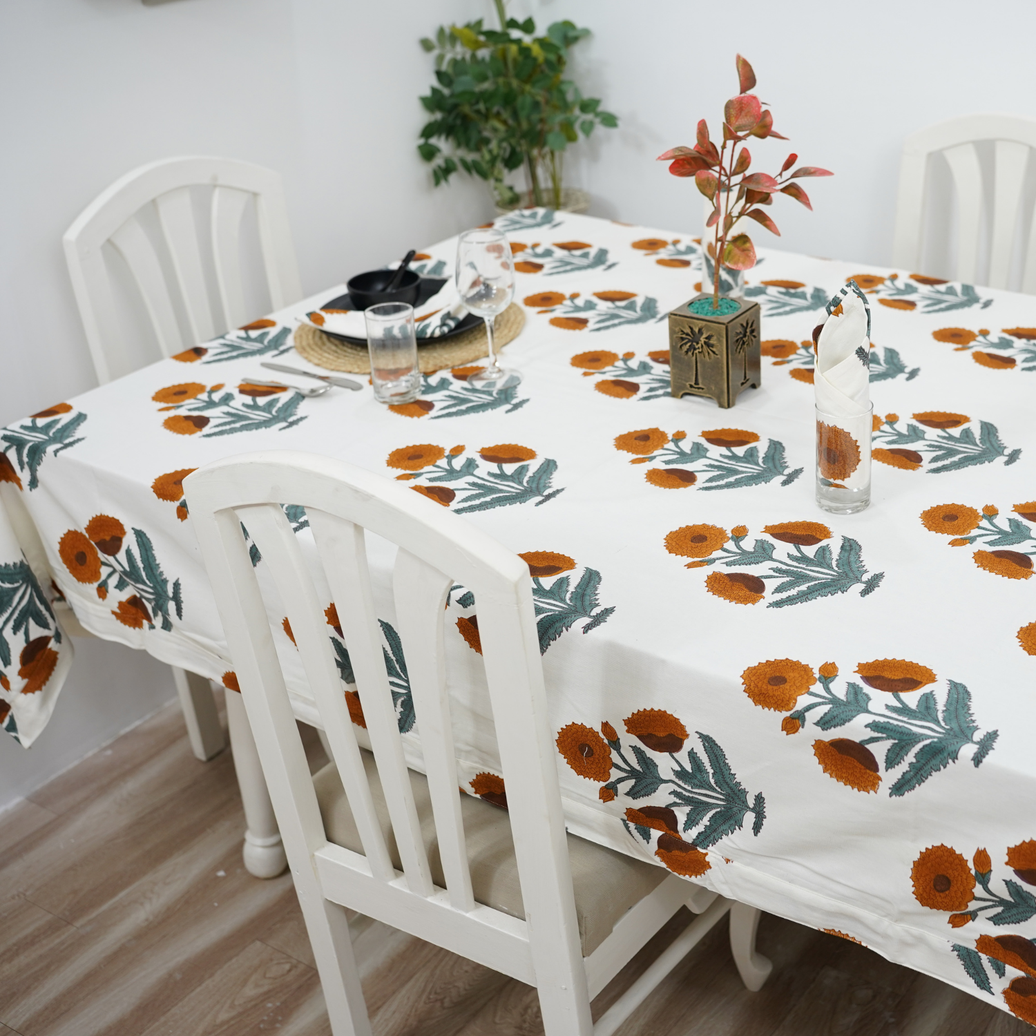 Thick Cotton White Table Cloth-Badshah