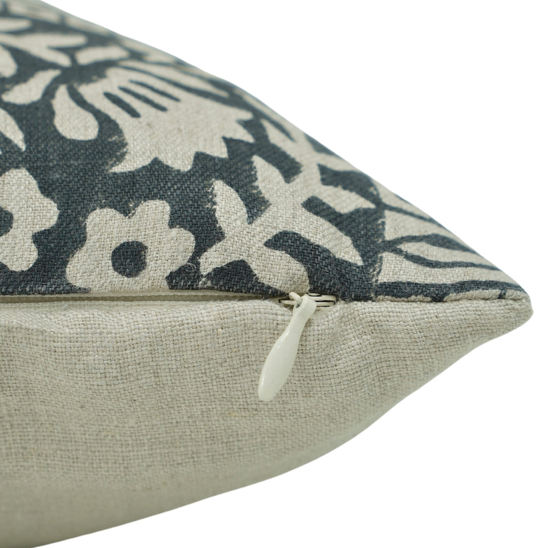 Block print Pure Linen throw pillow cover- MUMTAJ - Fabdivine