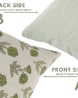 Gray and Green Hand Block Printed Square Pillow Case - Premium Linen Fabric