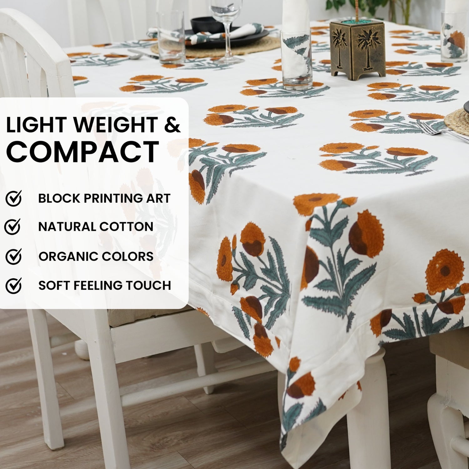 Thick Cotton White Table Cloth-Badshah