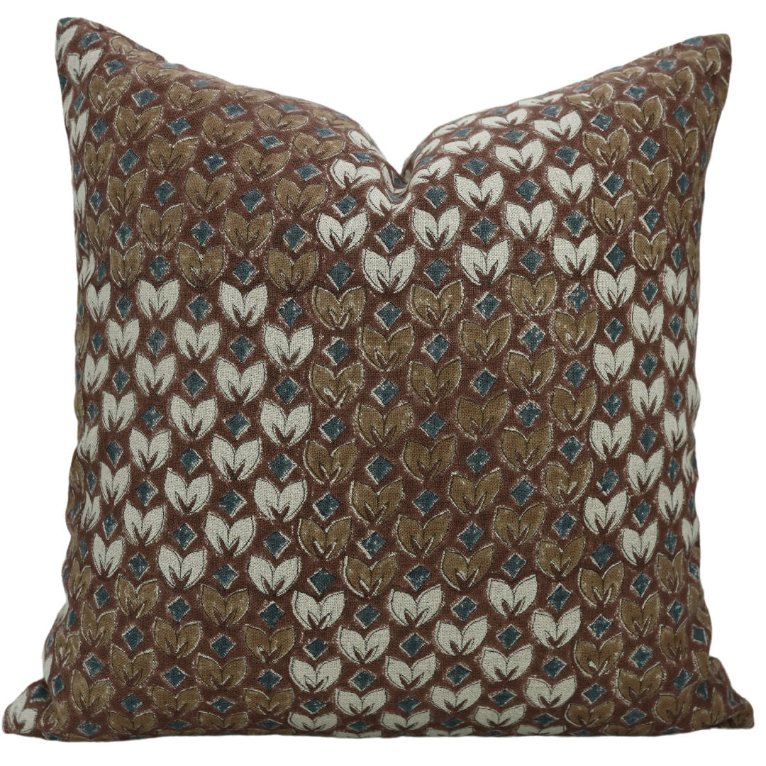 Square/Lumber block print pillow cover- Thick Linen- TITLI - Fabdivine