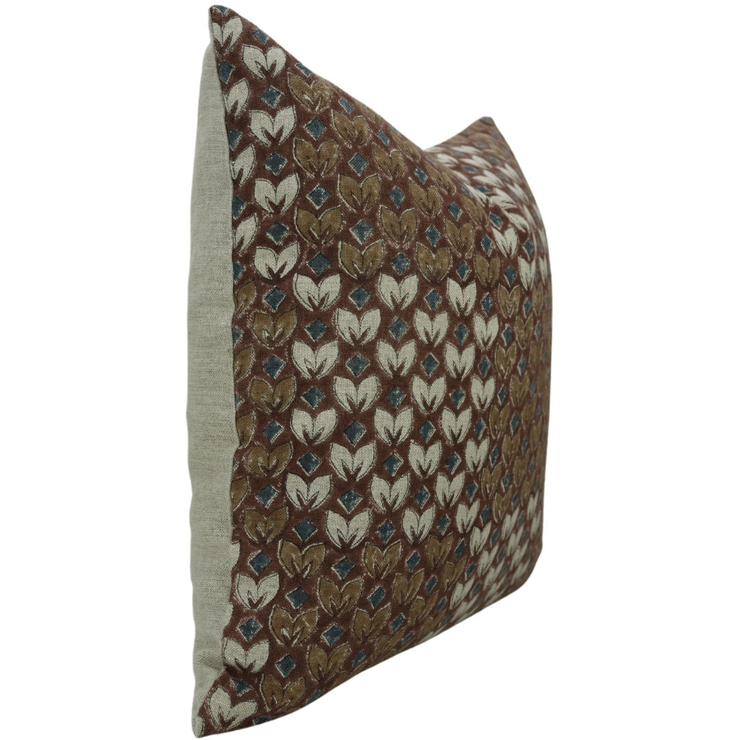 Lumber block print pillow cover- Thick Linen- TITLI - Fabdivine