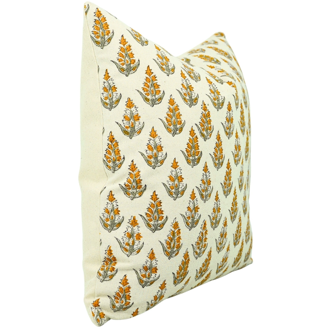 Block print Pillow cover for sofa, couch or bed- Duck Canvas- KANAK BUTI - Fabdivine