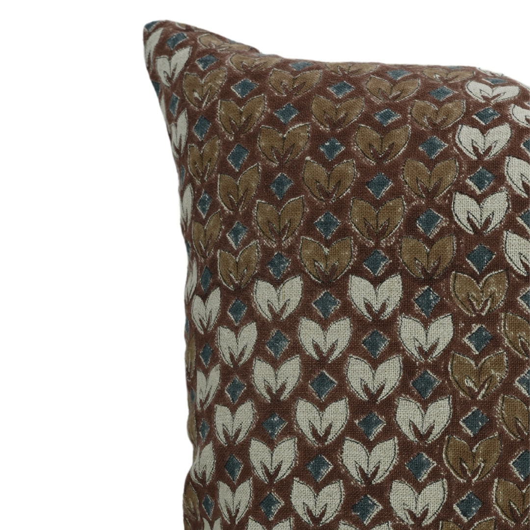 Lumber block print pillow cover- Thick Linen- TITLI - Fabdivine