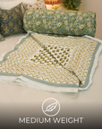 Elegant Hand-Block Printed Floral Cotton Quilt – Artisanal Comfort & Style