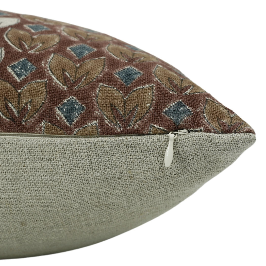 Lumber block print pillow cover- Thick Linen- TITLI - Fabdivine