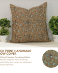 Block Print Pillow Cover For Sofa Couch Or Bed - Pure Linen - Nayaab