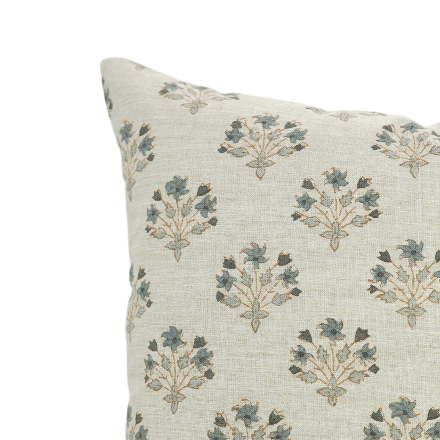 Block Print Linen Blend Pillow Cover-Daffodil