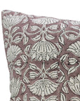 Handcrafted Viscose Linen Cushion Cases Ulta Kamal  – Brown & Gray Floral Block Printed