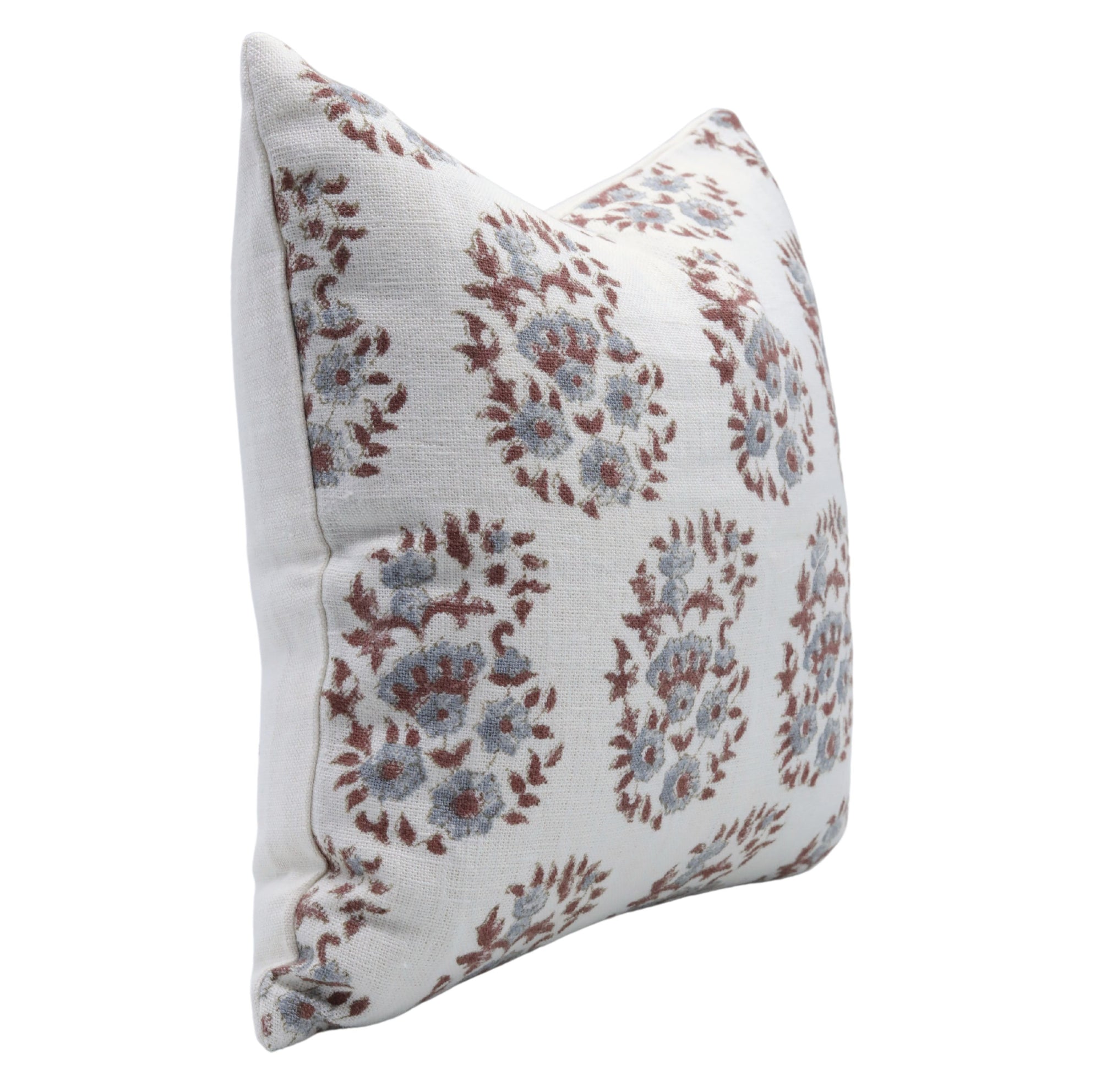 Block print Off White Linen throw pillow cover- ANAR - Fabdivine