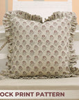 Block Printed Floral Living Room Thick Linen Pillow Cover - Bagru Buti