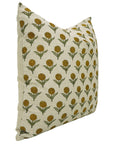 Block print Pure Linen throw pillow cover- GENDA PUSHAP - Fabdivine