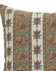 Handblock Printed Throw Cushion Case – Pink, Brown & Gray Linen Blend