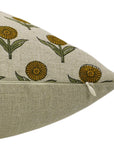 Handmade Floral Boho Cushion Case - Ganda Pushpa Mustard Color in Pure Linen By Fabdivine