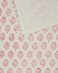 Handmade Leaf Printed Cotton Waffle Towels Quick Dry - Murli Pink By Fabdivine