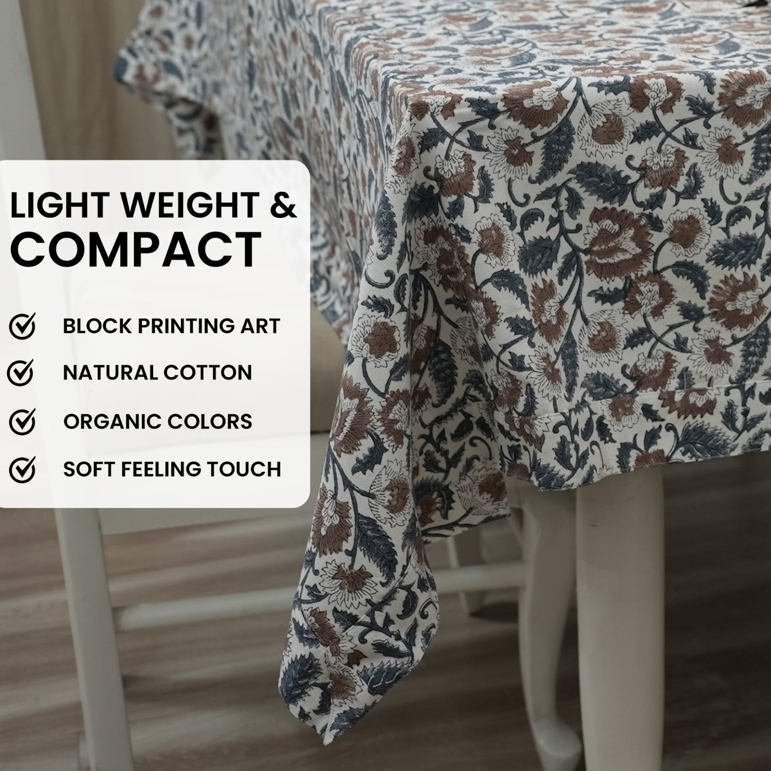 Thick Cotton White Table Cloth-Mandakini