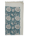 Block Printed Cotton Waffle Mini Towels Handmade for Guest & Kitchens - Sun Flower Blue By Fabdivine