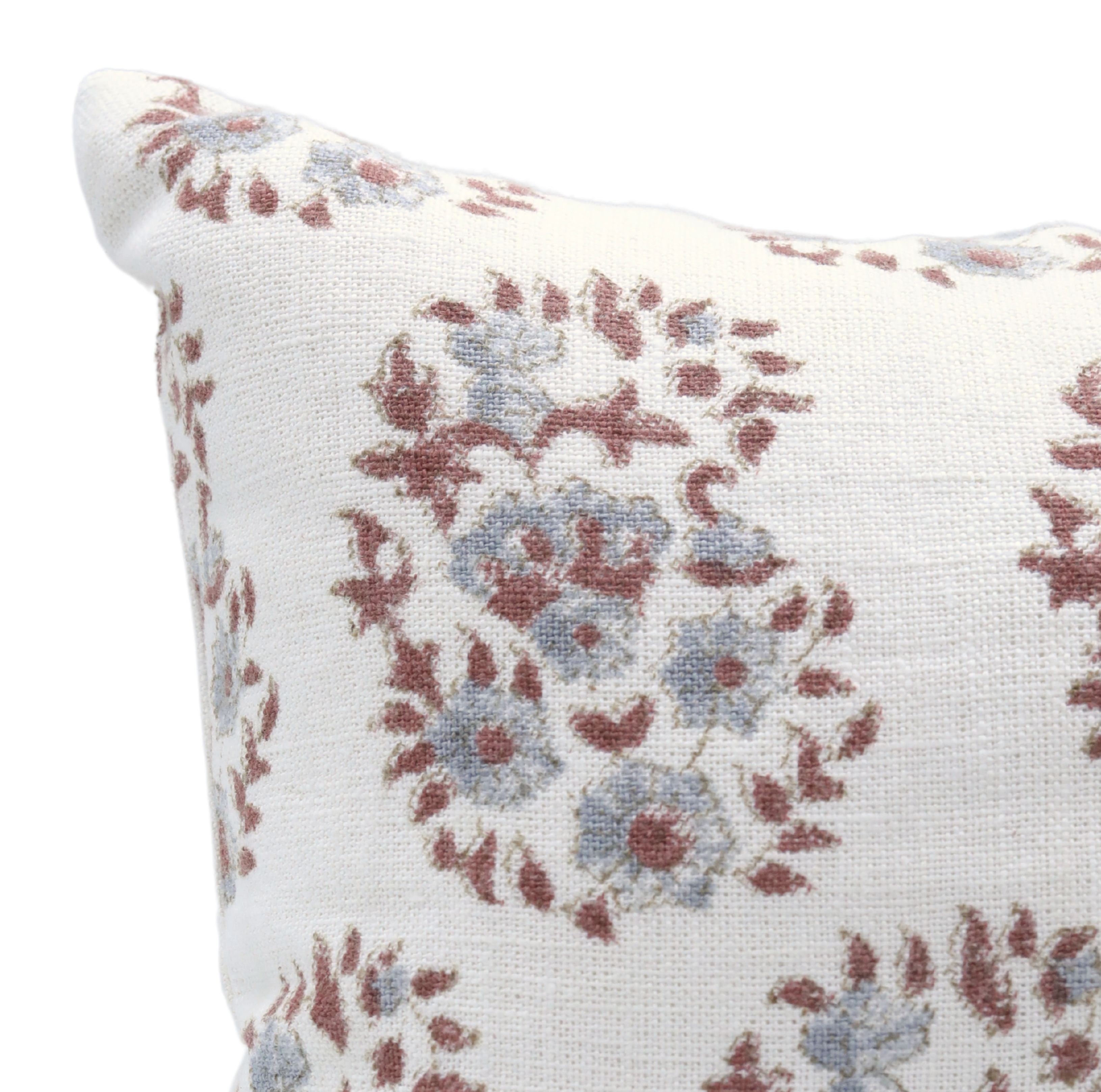 Block print Off White Linen throw pillow cover- ANAR - Fabdivine