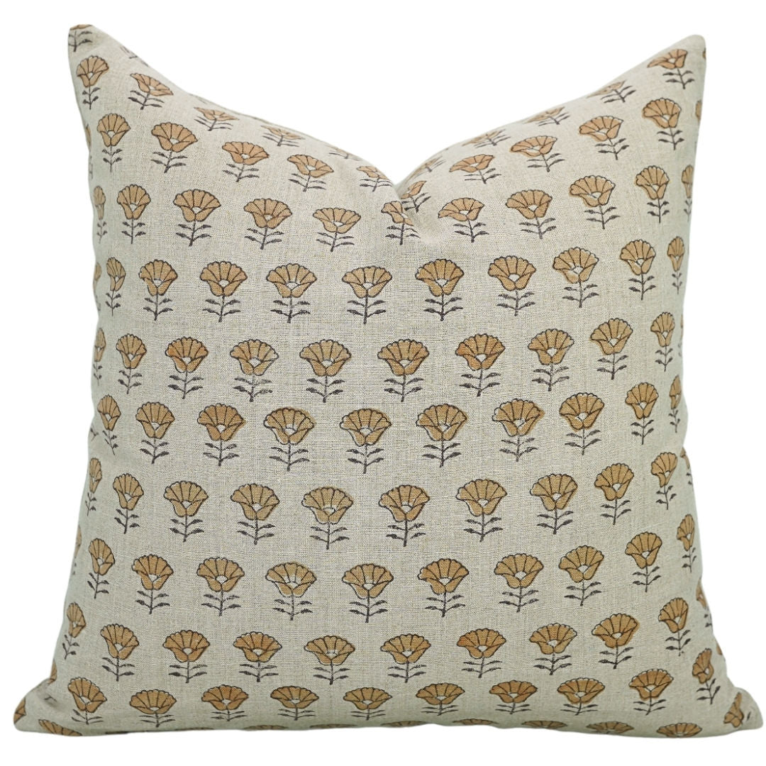 Block print Pillow cover for sofa, couch or bed- Pure Linen- KOHINOOR - Fabdivine