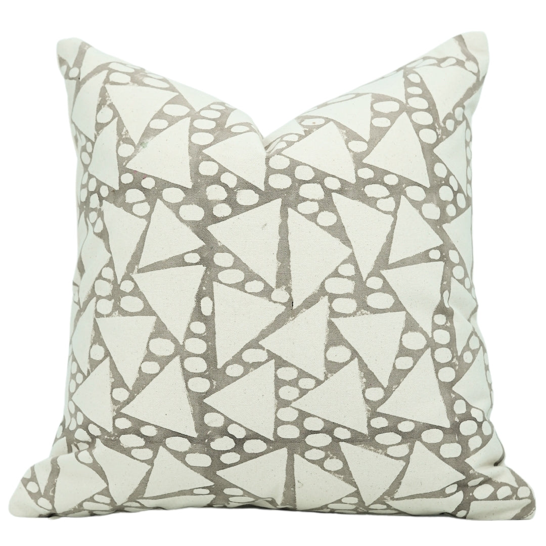 Block Print Linen Pillow Cover- TRIANGLE - FABDIVINE LLC