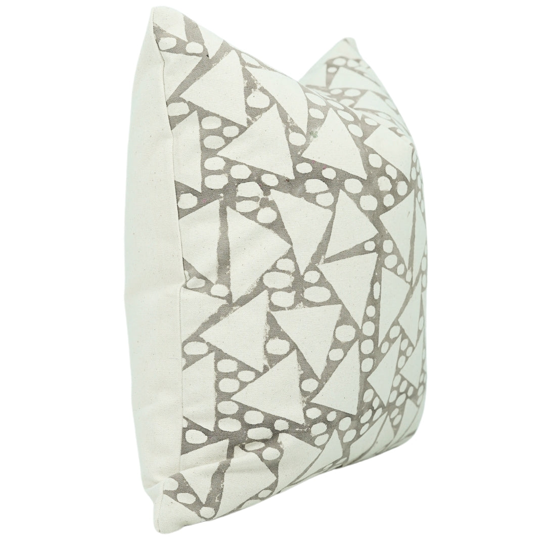 Hand Block Printed Thick Cotton Designer Pillow Cover - Triangle