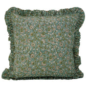 Block Print Pure Linen Frill Pillow Cover-Himachal