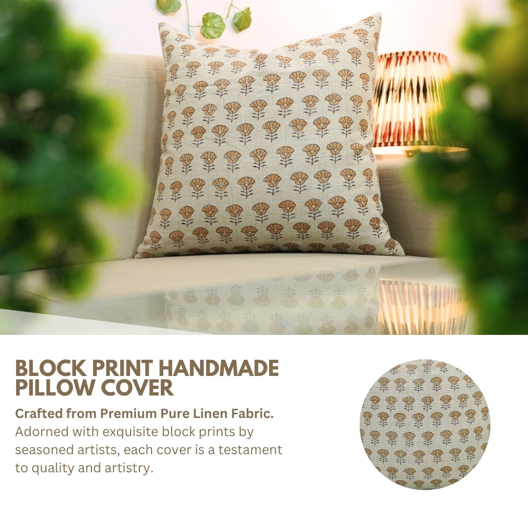 Boho Pillow Slipcovers Block Print - Duck Canvas Cotton - Kohinoor