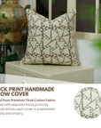 Hand Block Printed Thick Cotton Designer Pillow Cover - Triangle