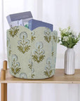 HANDMADE LINEN BASKETS BLOCK PRINTED FLORAL ORGANIZER BEAUTY & HOME - RISHI PRINT