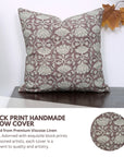 Handcrafted Viscose Linen Cushion Cases Ulta Kamal  – Brown & Gray Floral Block Printed