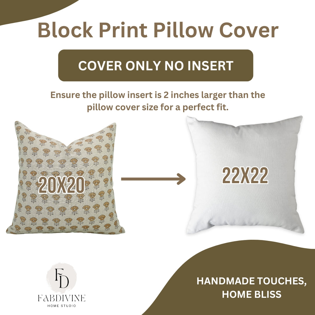 Boho Pillow Slipcovers Block Print - Duck Canvas Cotton - Kohinoor