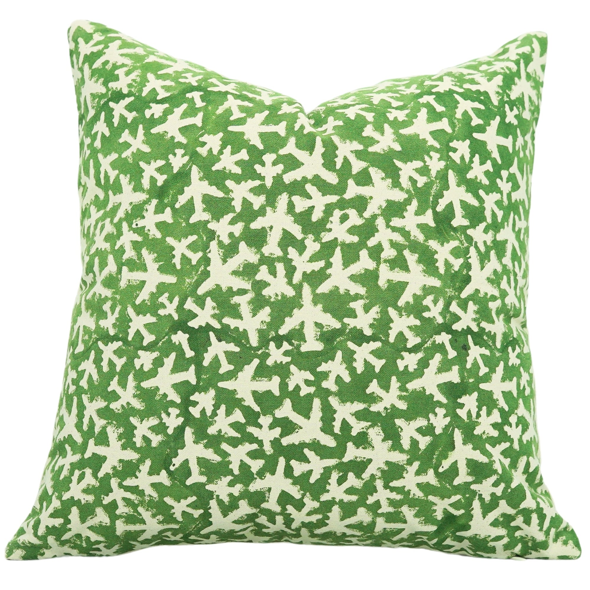 Block Printed Decorative Green Pillow Cover – Thick Cotton Floral Design Elegant Home Décor - Pushpak Vimaan By Fabdivine