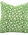 Block Printed Decorative Green Pillow Cover – Thick Cotton Floral Design Elegant Home Décor - Pushpak Vimaan By Fabdivine