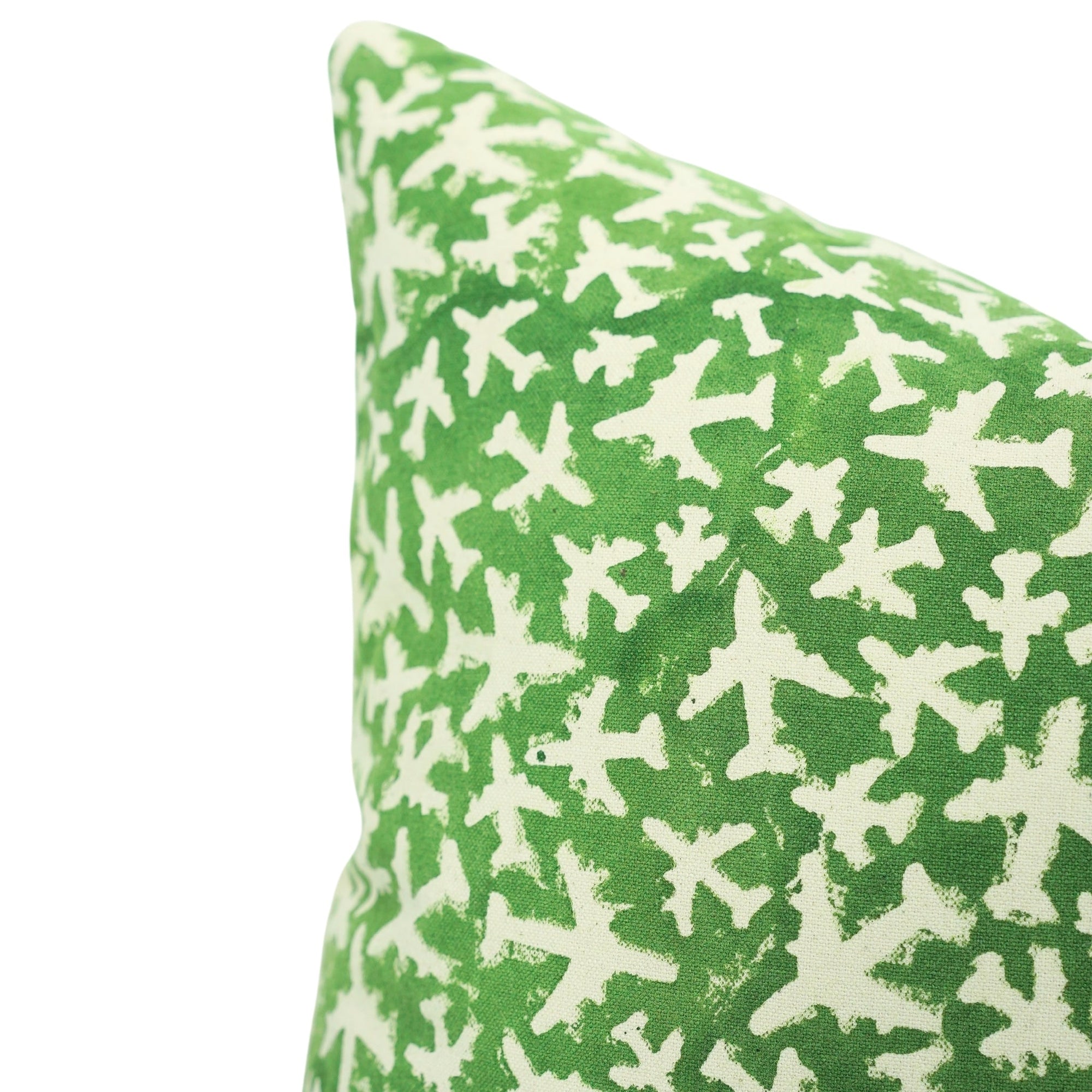 Block Printed Decorative Green Pillow Cover – Thick Cotton Floral Design Elegant Home Décor - Pushpak Vimaan By Fabdivine