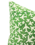 Block Printed Decorative Green Pillow Cover – Thick Cotton Floral Design Elegant Home Décor - Pushpak Vimaan By Fabdivine