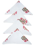 Set Of 4 Floral Pink Hand Block Printed Table Napkin-Swadesh