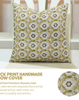 Decorative Floral Hand Block Printed Viscose Linen Cushion Cover - Jharoka