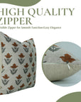 Block Printed Farmhouse and Living Room Thick Linen Pillow Cover - Tulip