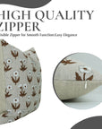 Elegant Floral Block Printed Thick Linen Cushion Cases - Kirti