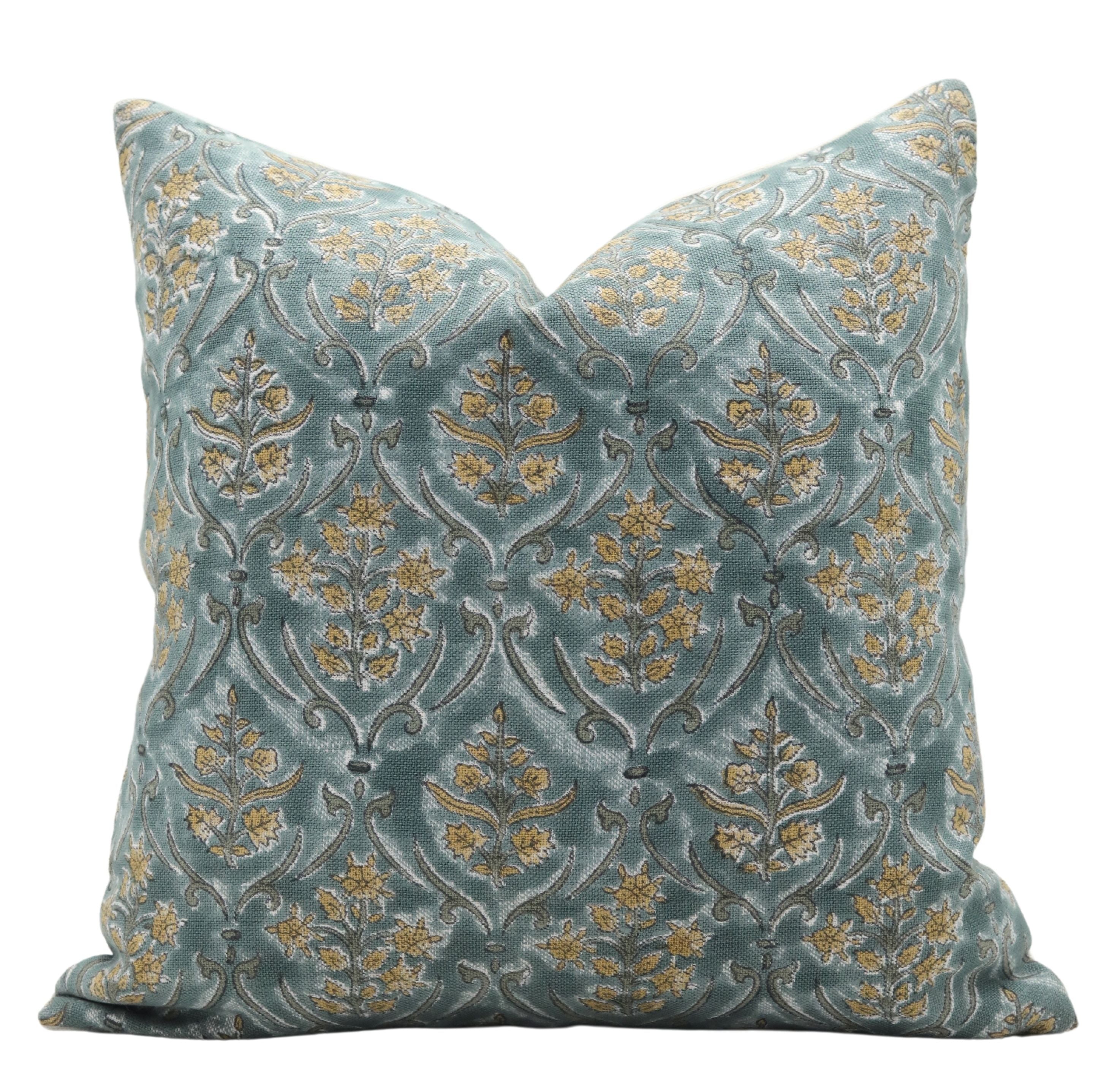 Block print Off White Linen throw pillow cover- VISHAAL PUSHAP - Fabdivine