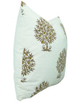 Hand Block Printed Thick Cotton White Designer Pillow Cover - Anar